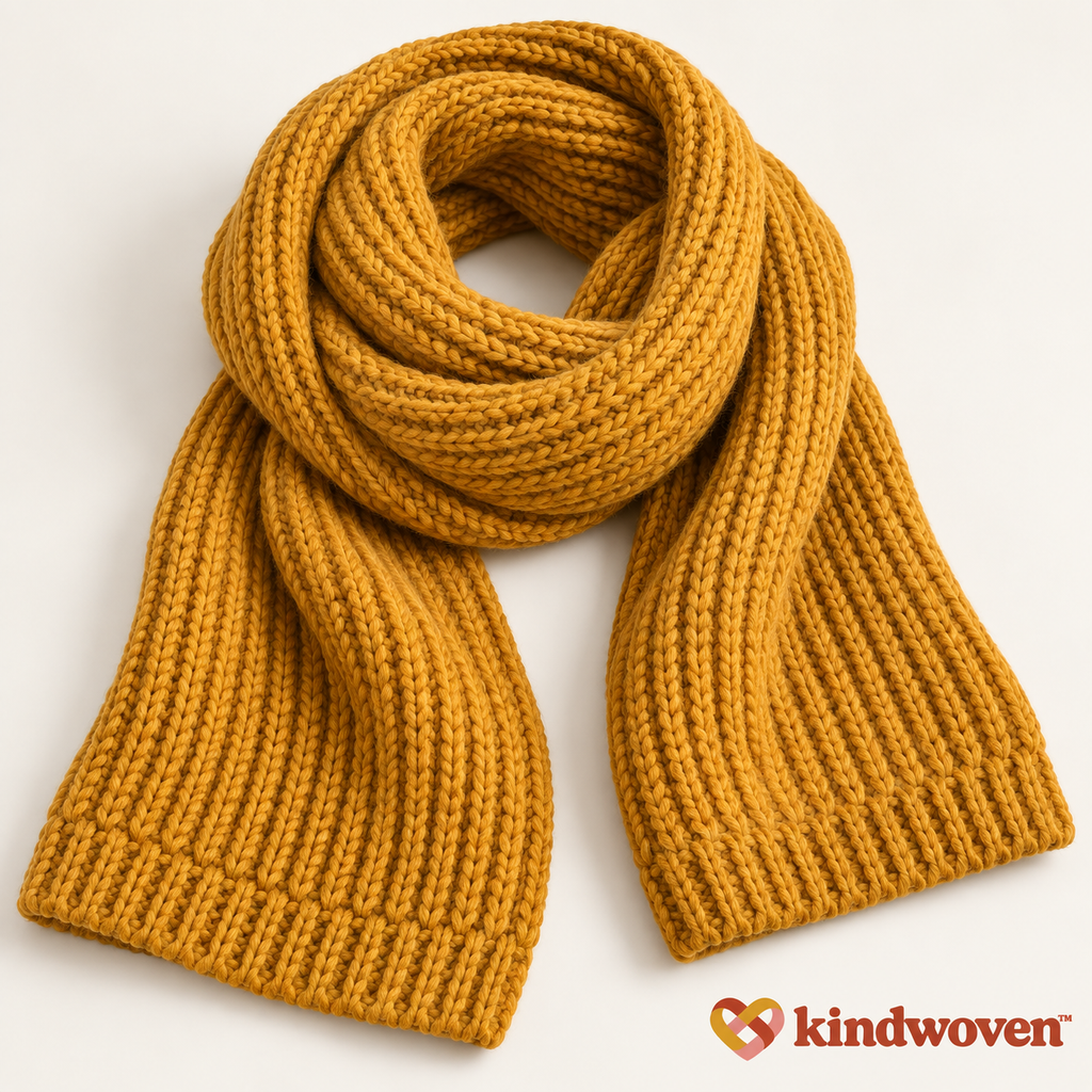 Golden Mustard Chunky Knit Scarf