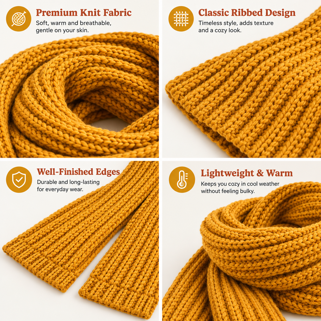 Golden Mustard Chunky Knit Scarf