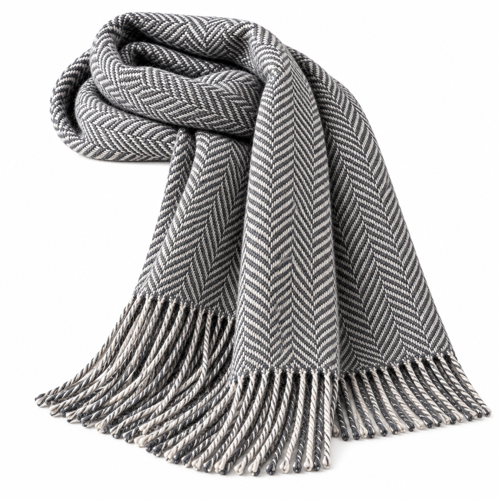 Cinnamon Herringbone Fringe Scarf