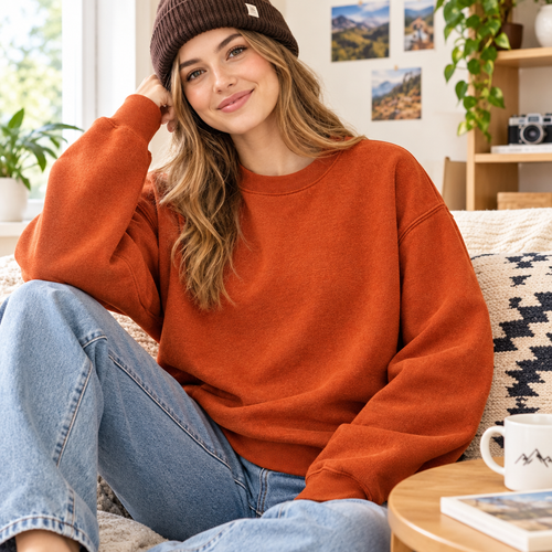 Burnt Orange Relaxed Crewneck Sweatshirt