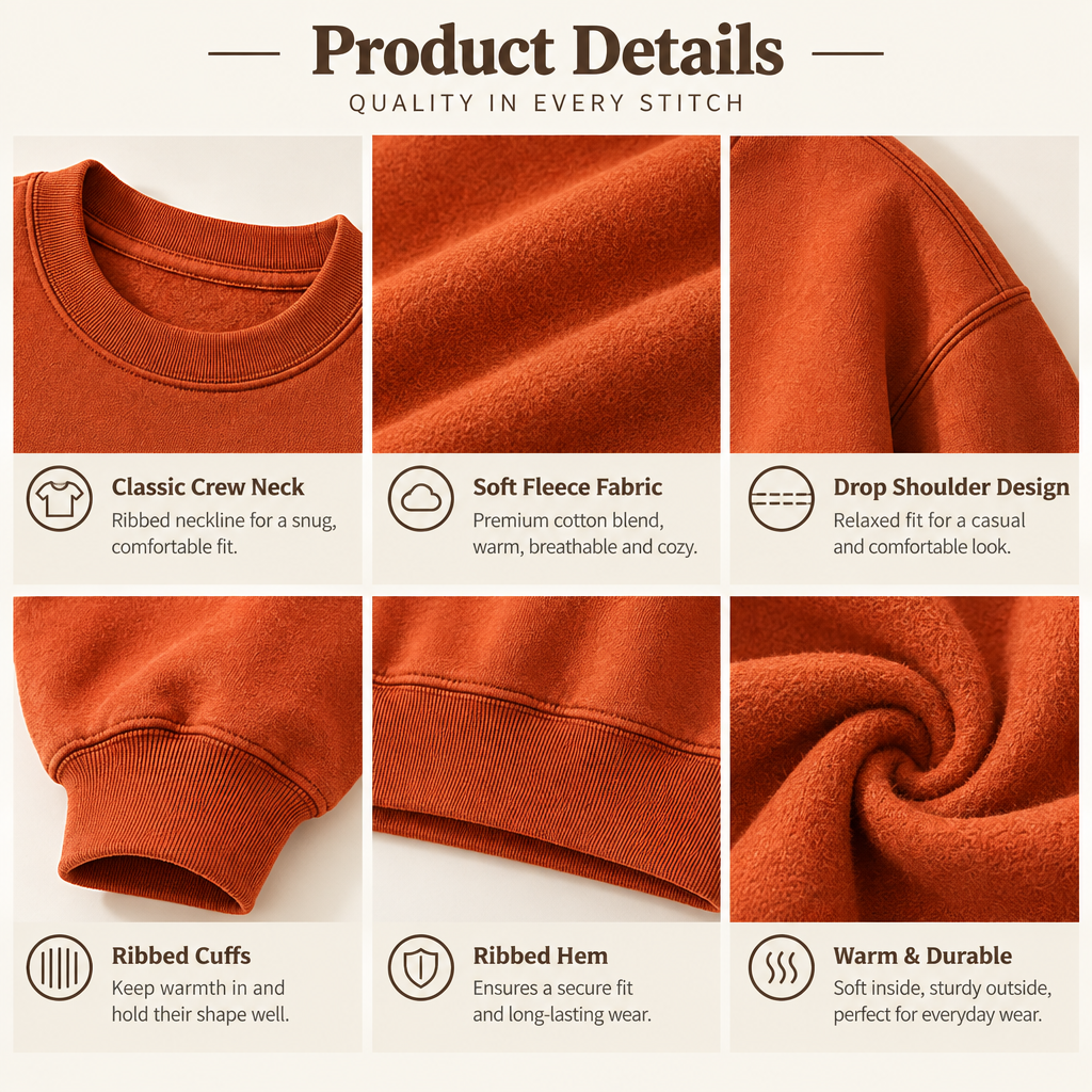 Burnt Orange Relaxed Crewneck Sweatshirt