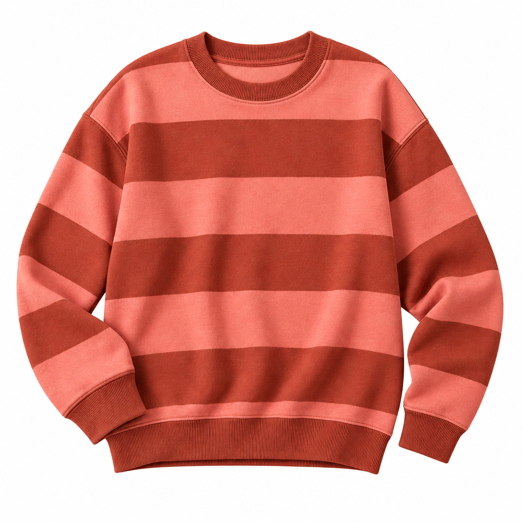 Coral & Terracotta Striped Crewneck Sweatshirt