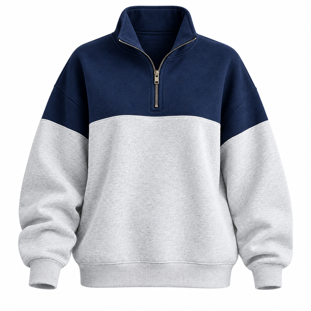 Golden Ochre Colorblock Quarter-Zip Sweatshirt