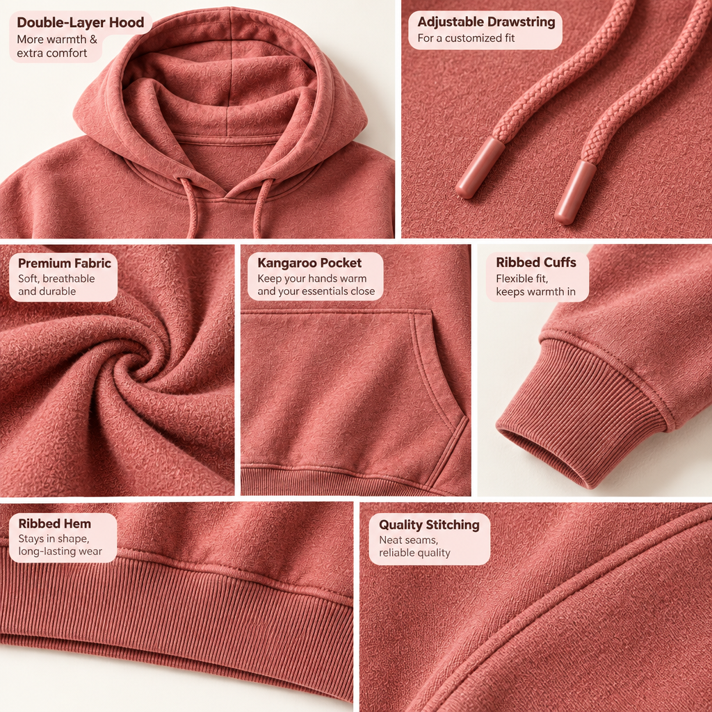 Dusty Rose Pullover Hoodie